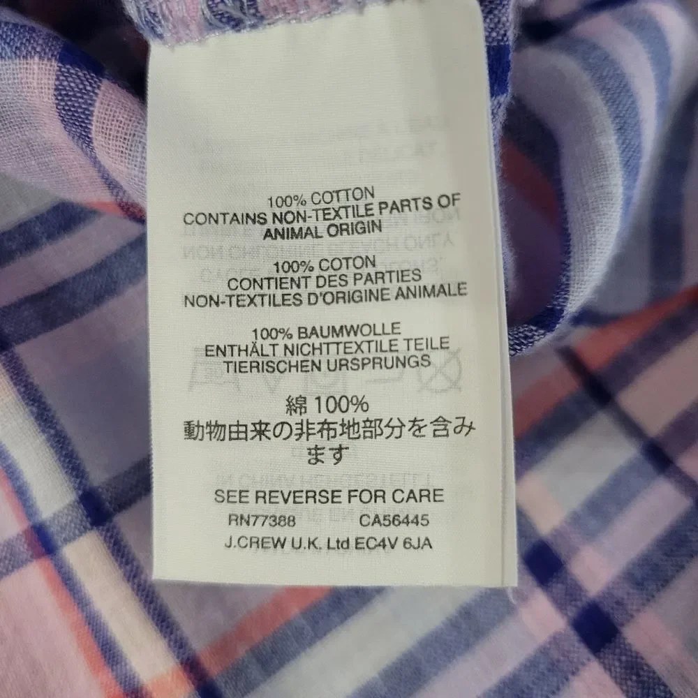 J. Crew Women's Gathered Henley Lilac Plaid Shirt